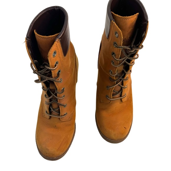 Timberland Women Glancy Ankle Bootie Lace Up Leather Color:Wheat Nubuck Size:5.5 - Picture 6 of 11